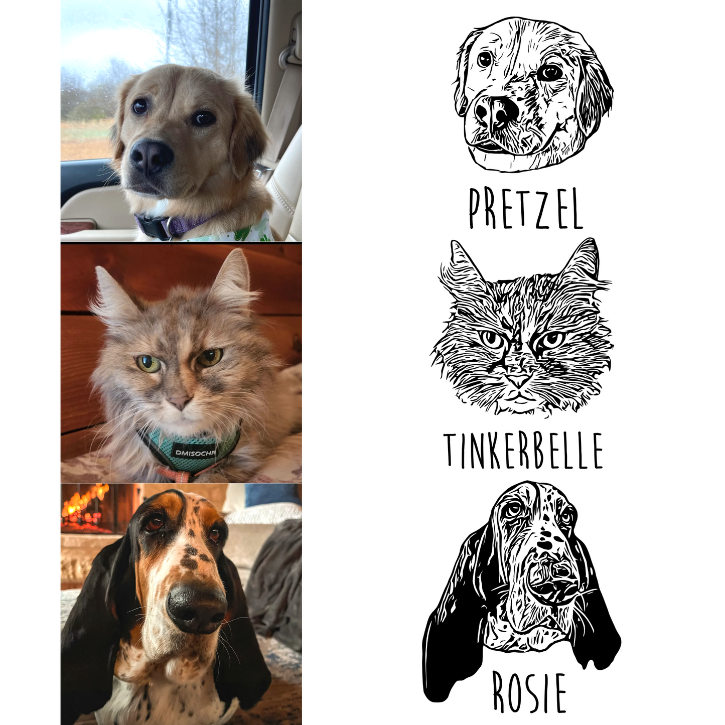 Custom Dog Portraits Sweatshirt (3 Dogs)