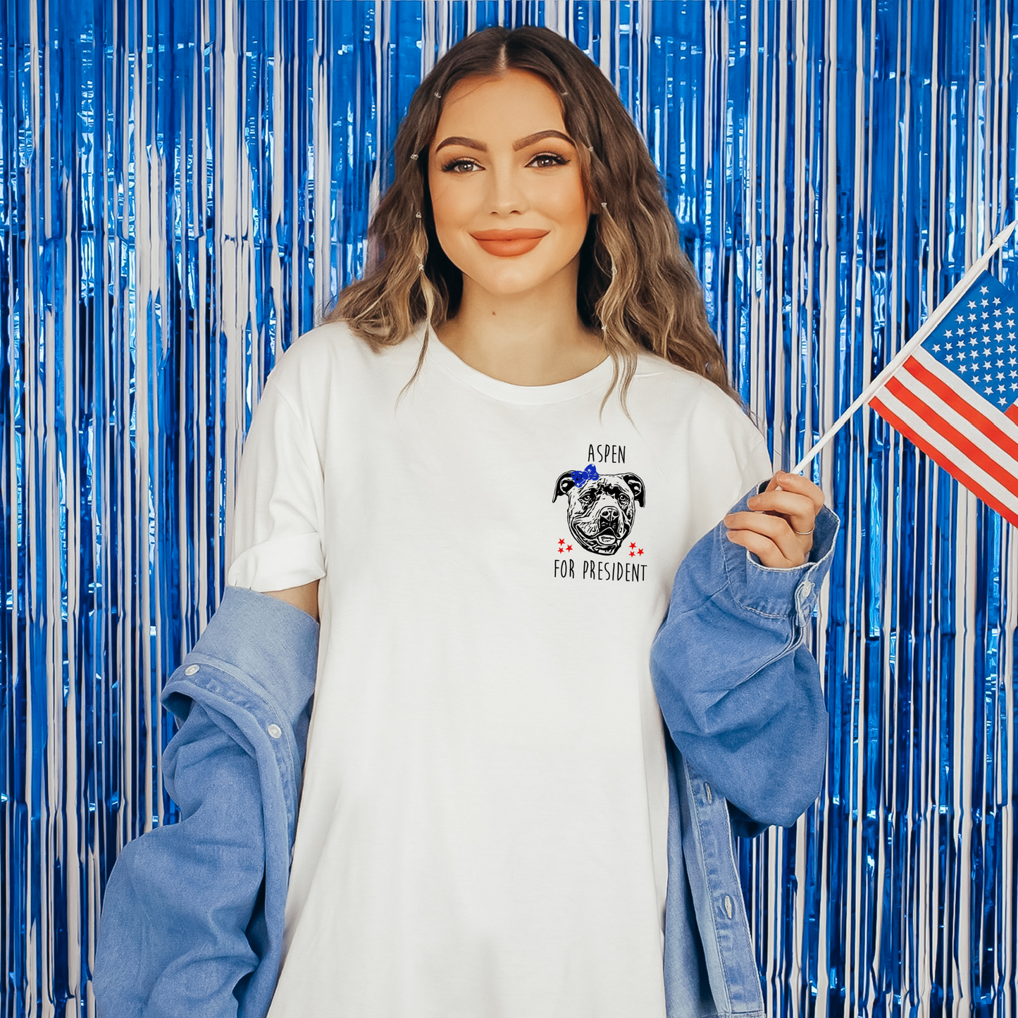 4th of July Custom Dog Portrait TShirt (2 Dog)