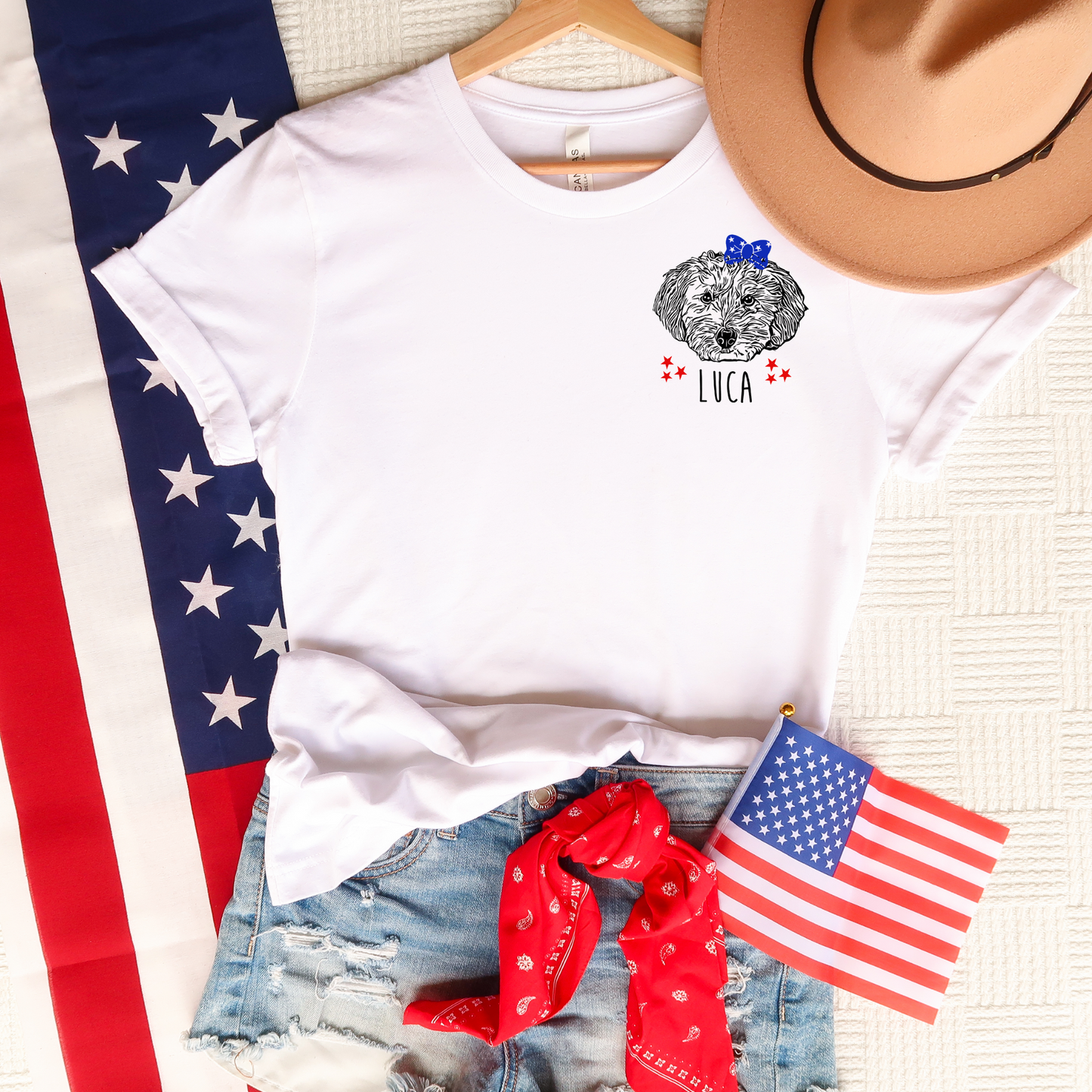 4th of July Custom Dog Portrait TShirt