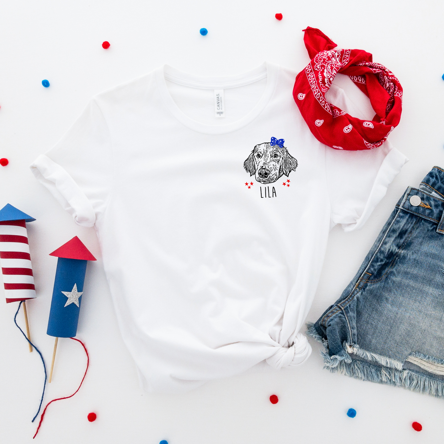 4th of July Custom Dog Portrait TShirt