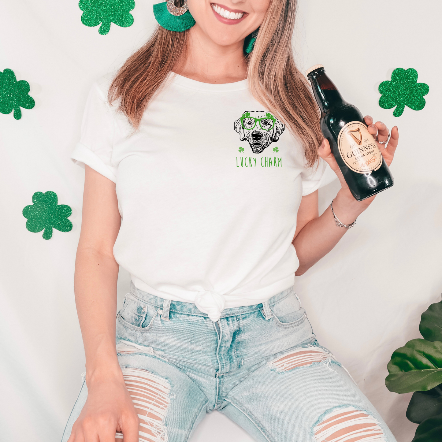 Custom Dog Portrait St. Patty's T-Shirt