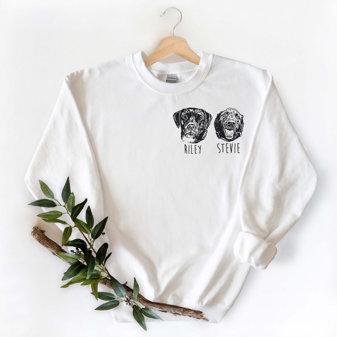Custom Dog Portraits Sweatshirt (2 Dogs)
