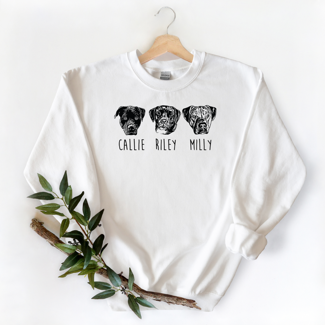 Custom Dog Portraits Sweatshirt (3 Dogs)