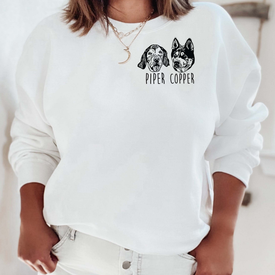 Custom Dog Portraits Sweatshirt (2 Dogs)