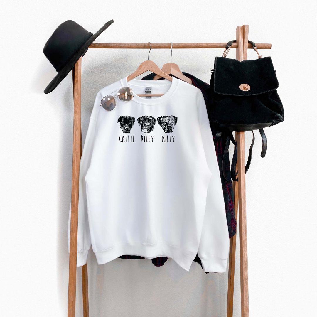 Custom Dog Portraits Sweatshirt (3 Dogs)
