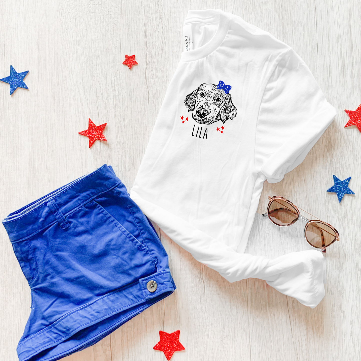 4th of July Custom Dog Portrait TShirt