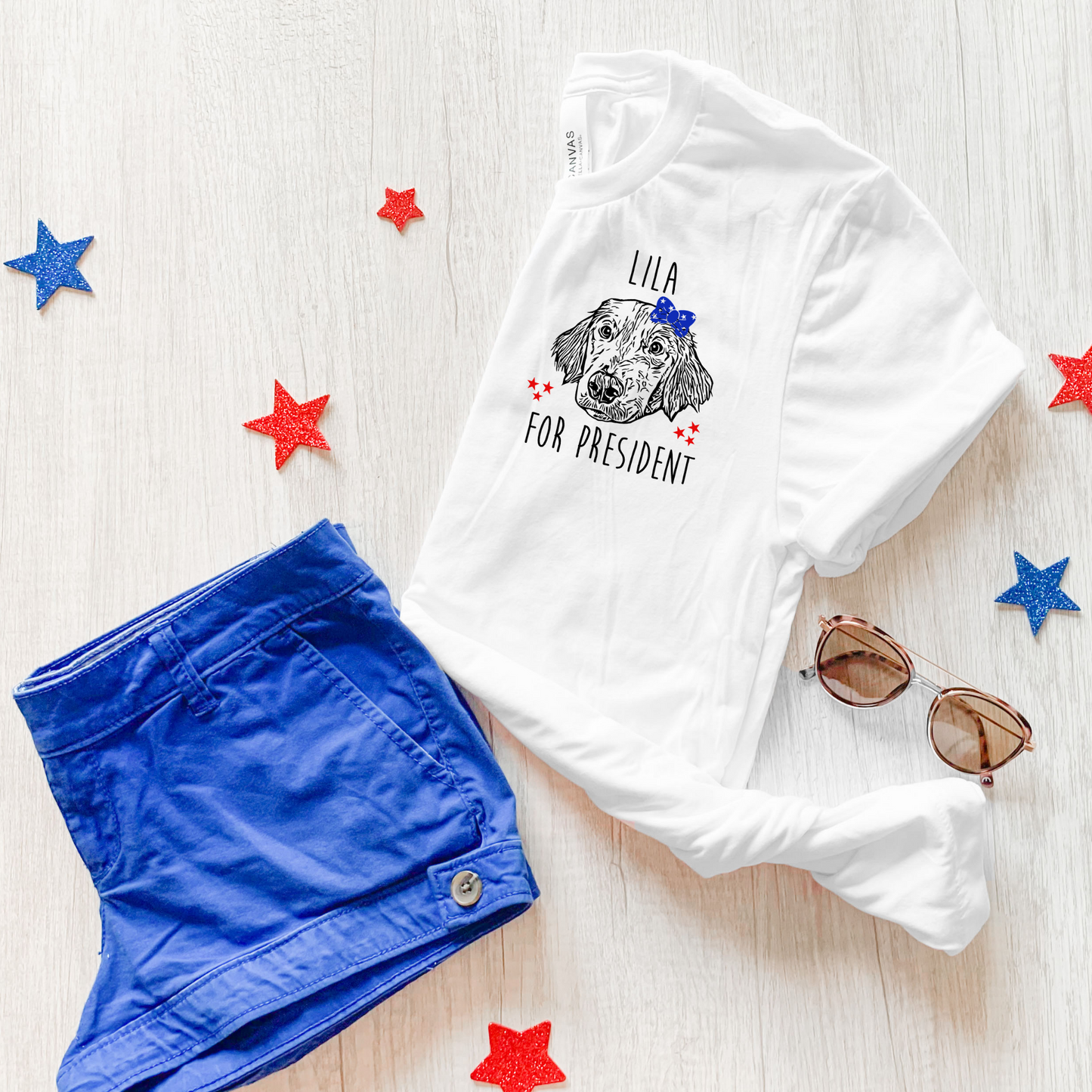 4th of July Custom Dog Portrait TShirt