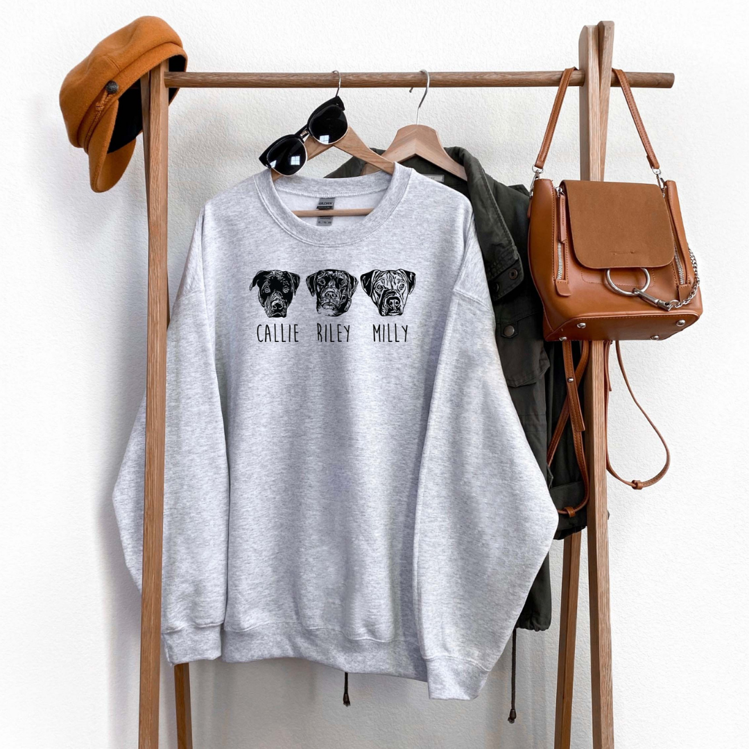 Custom Dog Portraits Sweatshirt (3 Dogs)