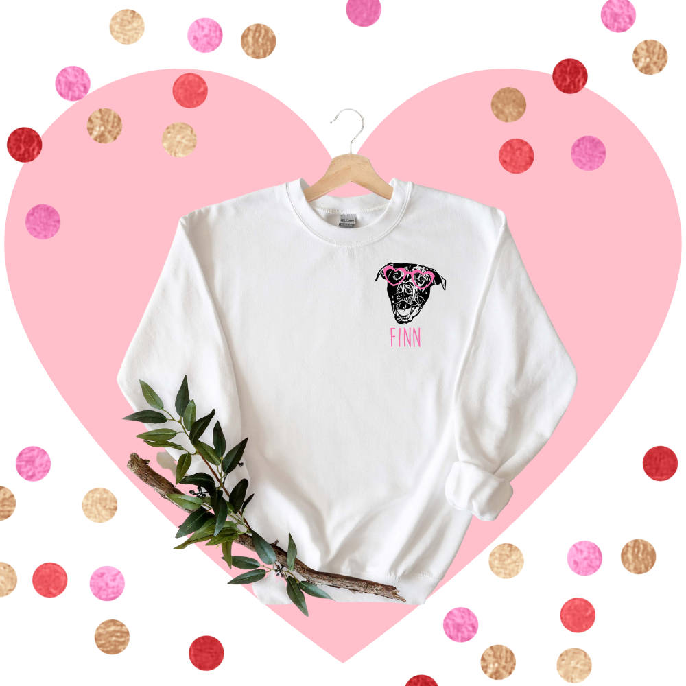 Valentine's Day Custom Dog Portrait Sweatshirt