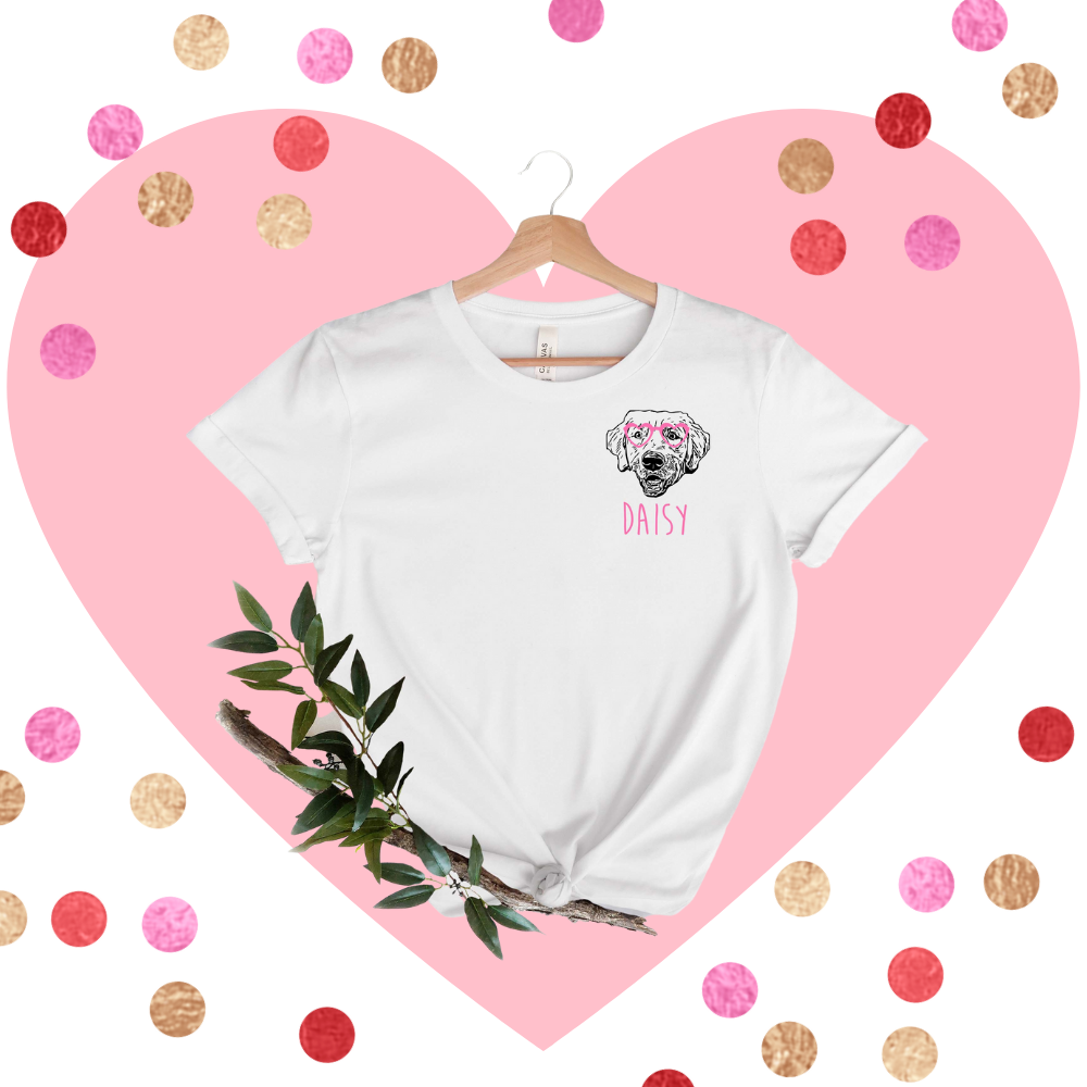 Valentine's Day Custom Dog Portrait T-Shirt
