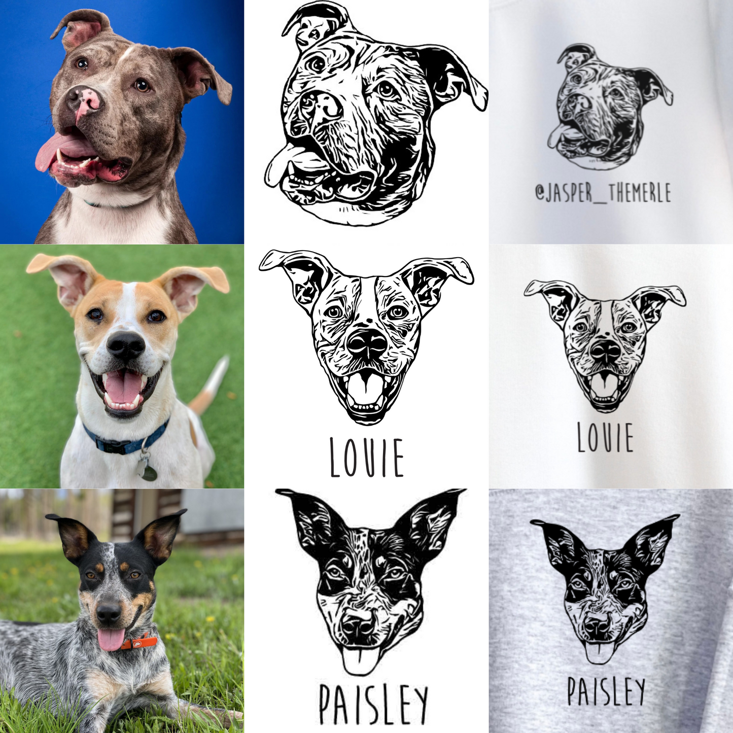Custom Dog Portraits Sweatshirt (3 Dogs)