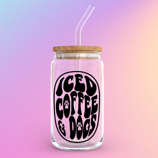 Iced Coffee & Dogs Beer Can Glass
